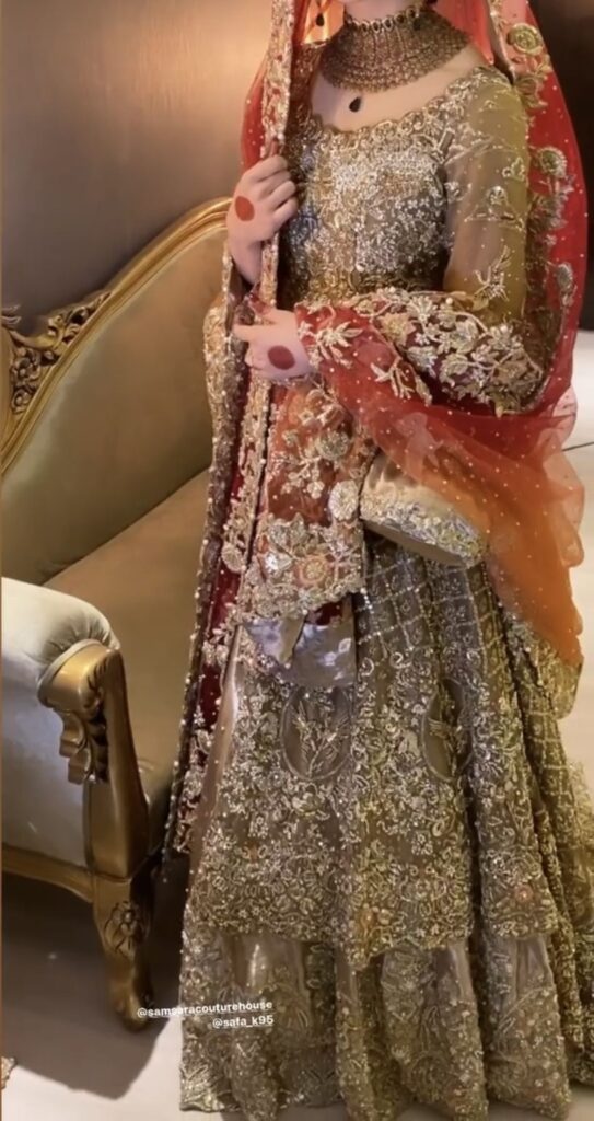 Champagne gold bridal lehenga