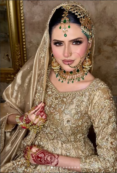 Online Handwork Golden Anarkali Wedding Dress for Brides 1 20 1