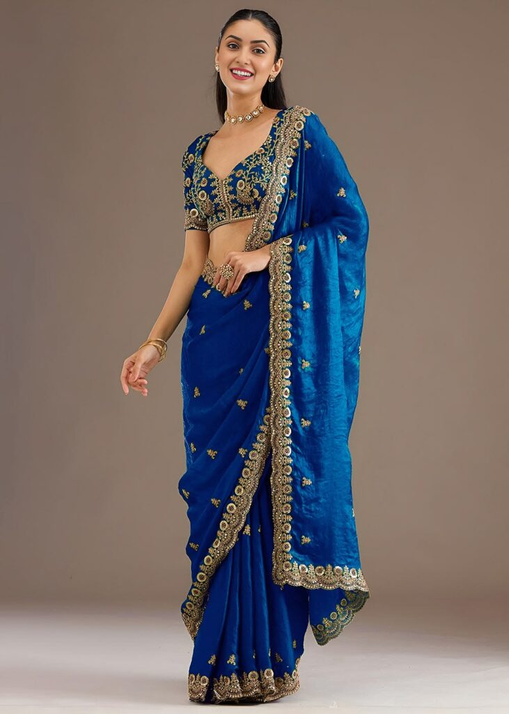 luxury saree for wedding
velvet blouse saree design