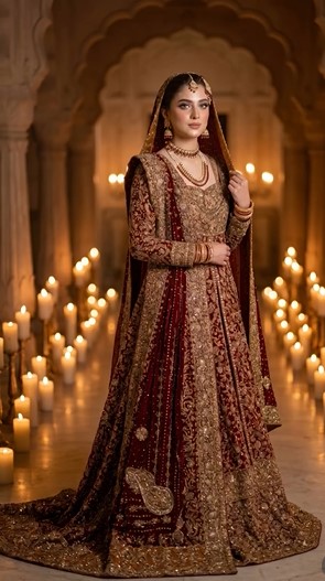 Pakistani Style Maroon Bridal Lehenga with Heavy Dupatta Work 5 Kshkin Creation LLP
premium lehenga design