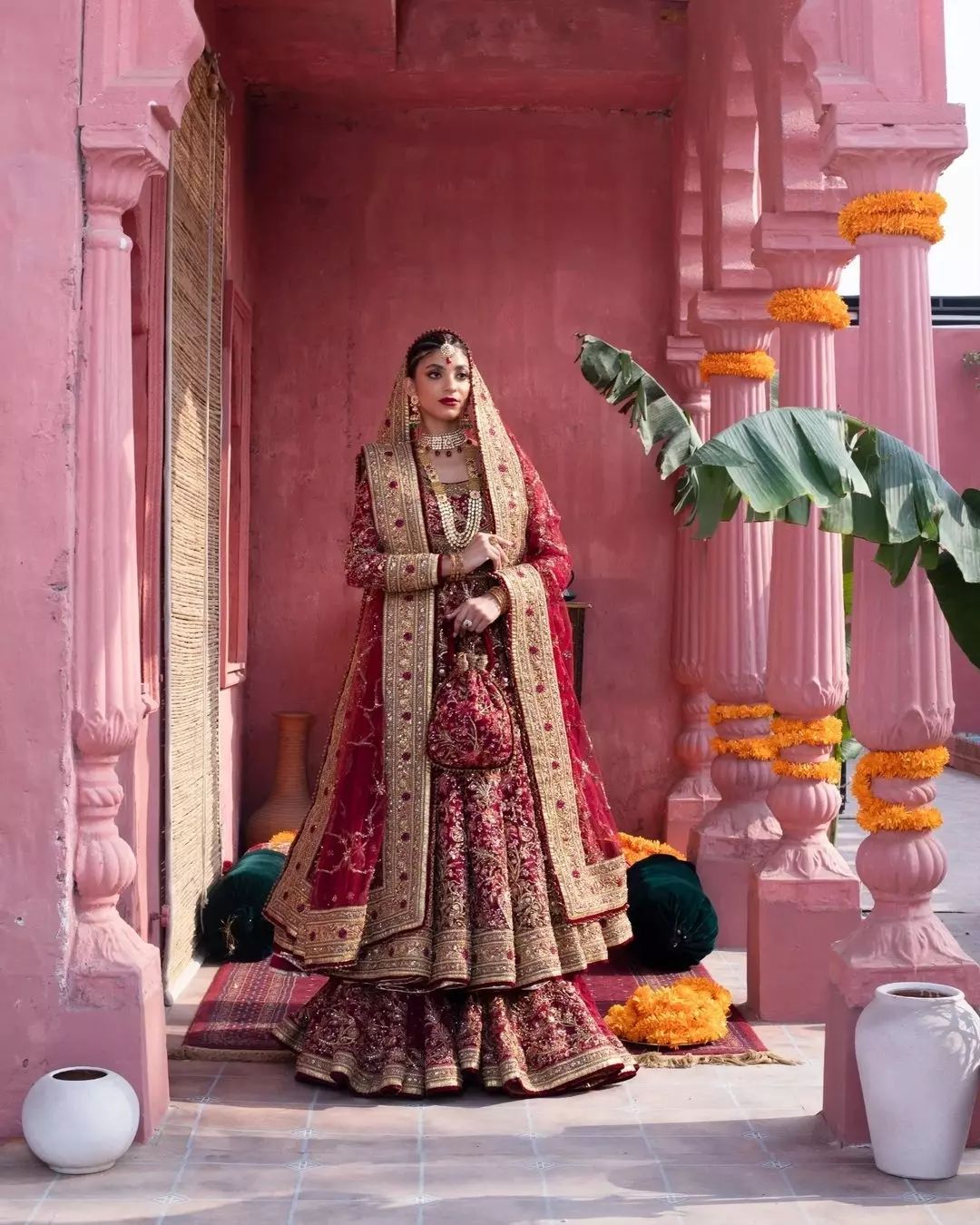 Red Designer Pakistani Wedding Anarkali with lehenga and Embellishment - DN-1438