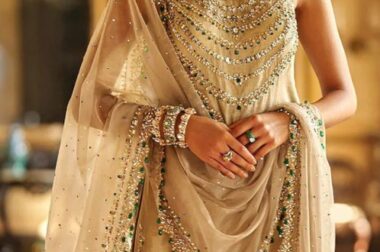 Why Nude Beige Pakistani Suits with Emerald Stones Are Every Woman’s Dream Outfit