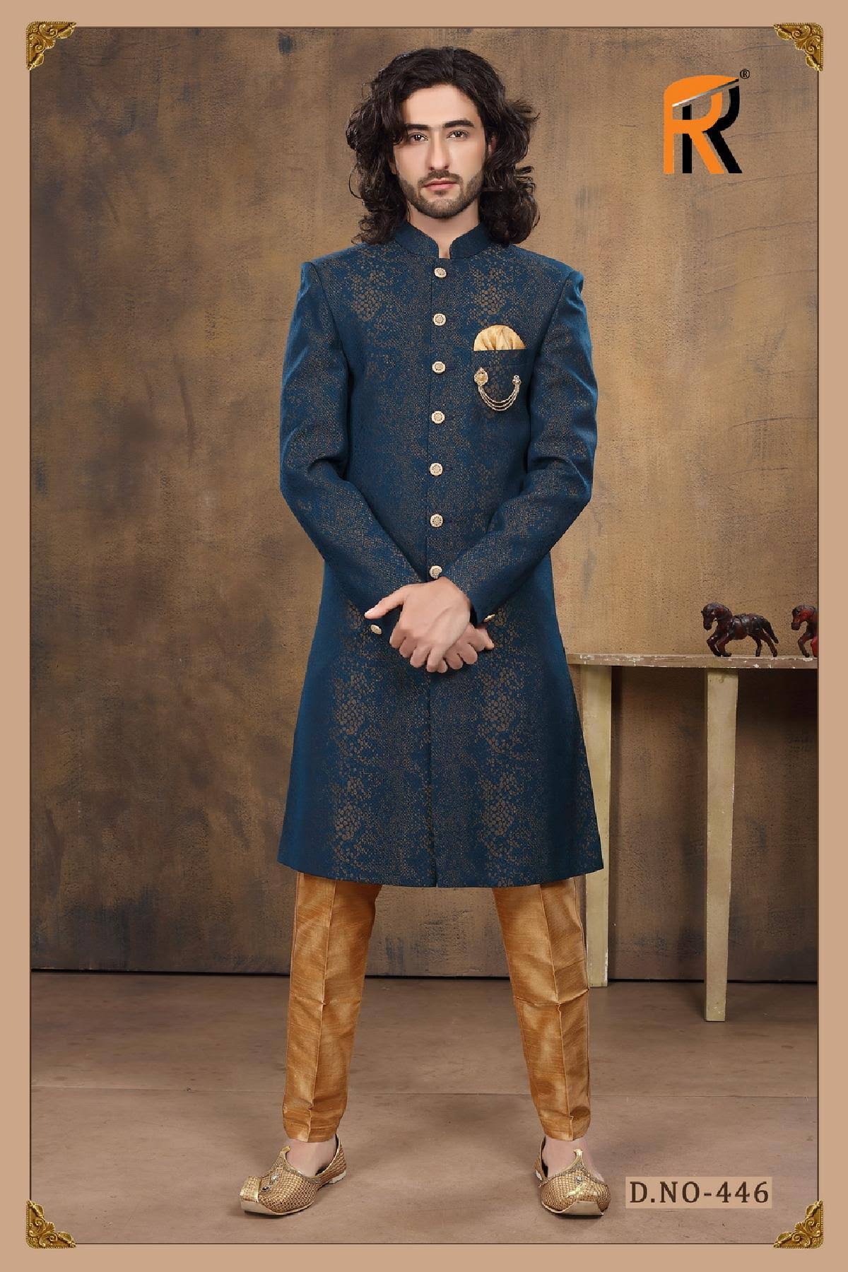 Navy Blue Long Shervani