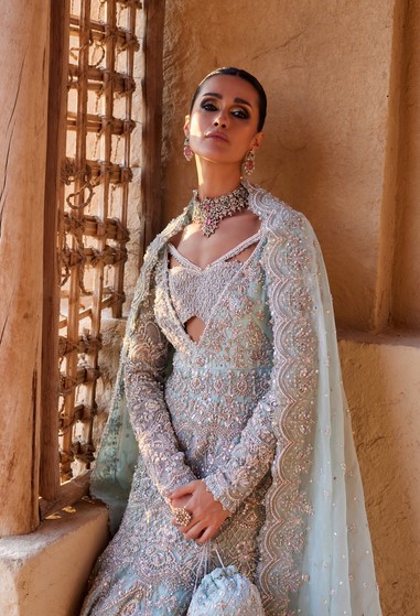 Ice Blue Reception Wedding Attire Pakistani Lehenga With Long Kurti /Luxury Walima Dress for Women 9 Reception Wedding Attire
Luxury Pakistani Bridal Wear