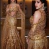 Janhvi Kapoor style Golden Bridal Lehenga front and back view - Kshkin
