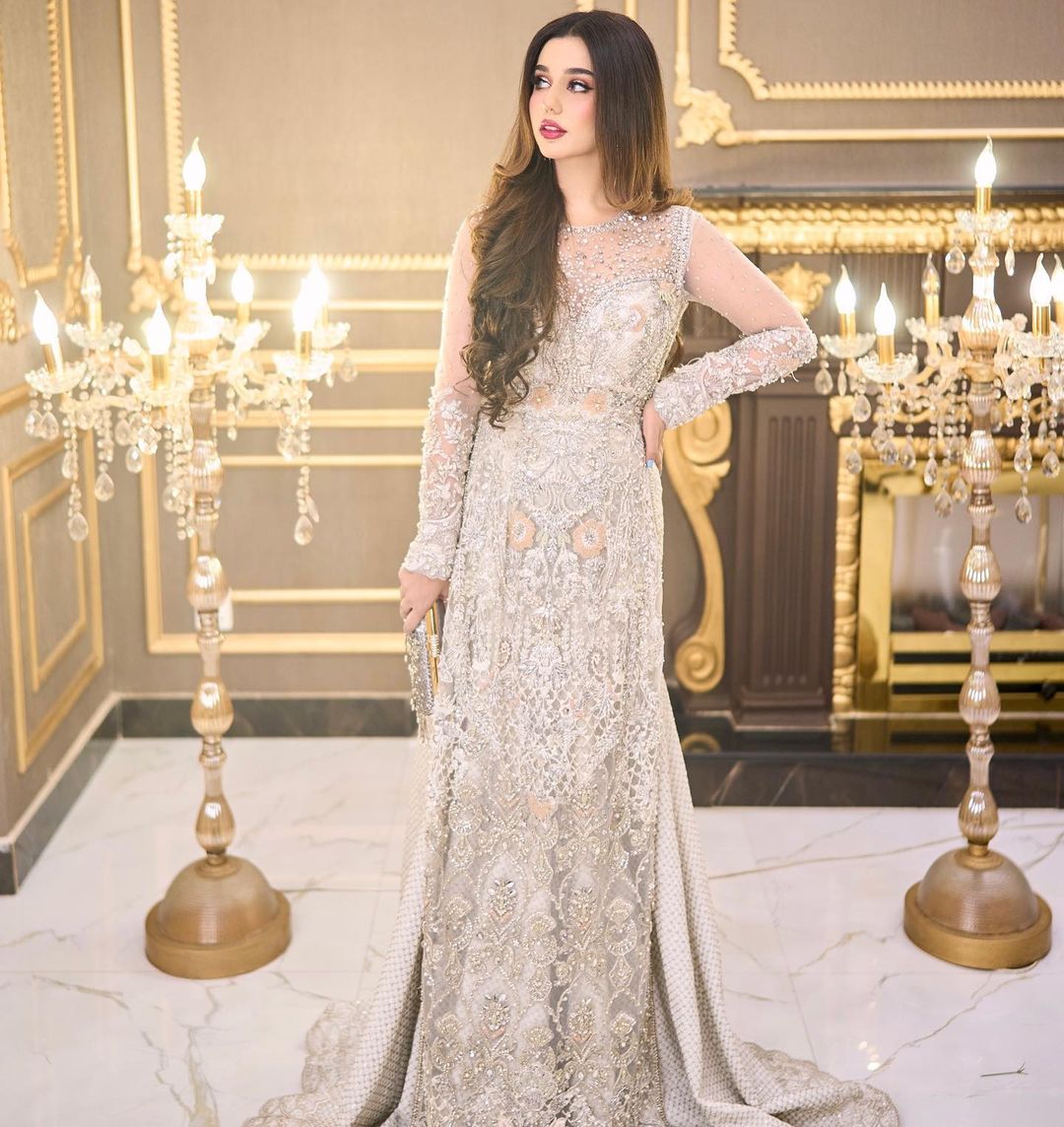Designer Partywear long Embroidered kameez with skirt Bespoke - DN-1201