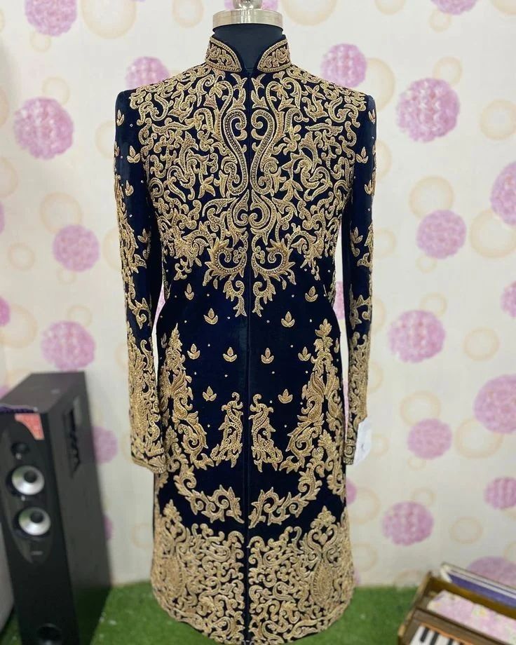 Traditional Indian Wedding Designer Groom Sherwani with Embroidery - DN-1580