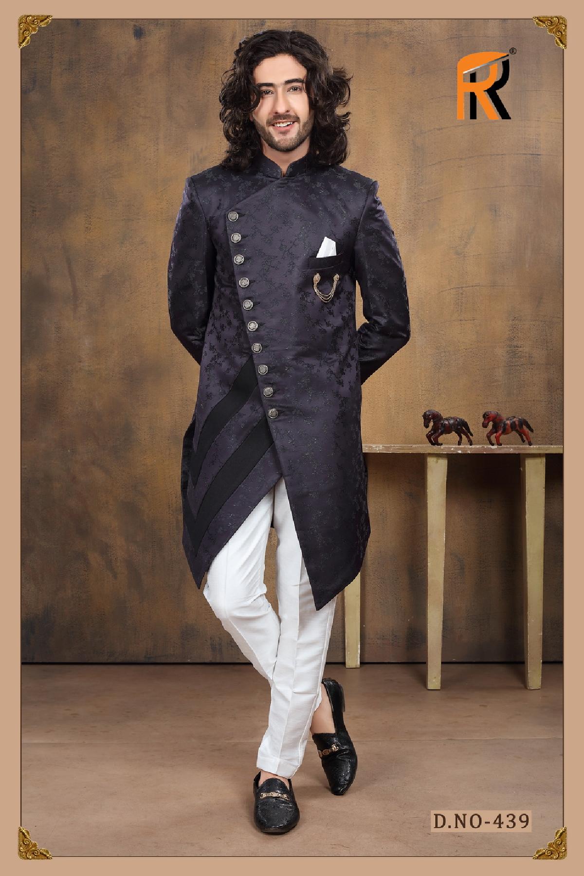 Indo-western Shiny Dark Purple Jodhpur Sherwani - DN-2032