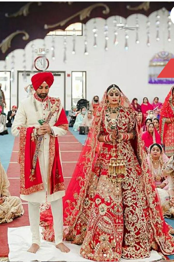 Punjabi Bride Long Veil Red Shadi Jora Fully Handmade Embellishment Lehenga- DN-2066