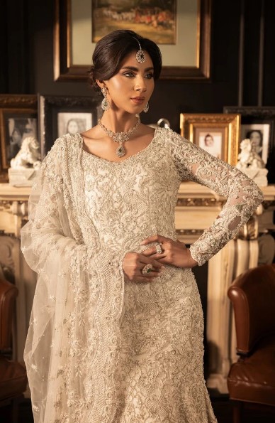 White embellished mermaid bridal outfit