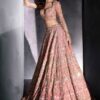 Hand-embroidered designer pink lehenga choli for wedding and reception wear.