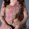 Heavy embellished pink Indian wedding lehenga with full sleeves choli.