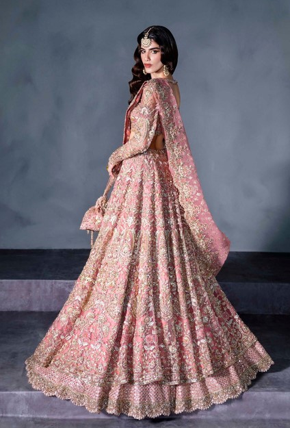 Handcrafted Designer Pink Lehenga Choli with Heavy Gold Embroidery