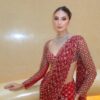 Royal red net saree with full handwork cutdana embroidery for bridal and cocktail wear