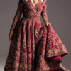 Indian bridal red outfit portrait with intricate handcrafted zardozi details