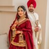Ethnic red raw silk lehenga choli for Punjabi traditional weddings