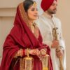 Ethnic red raw silk lehenga choli for Punjabi traditional weddings