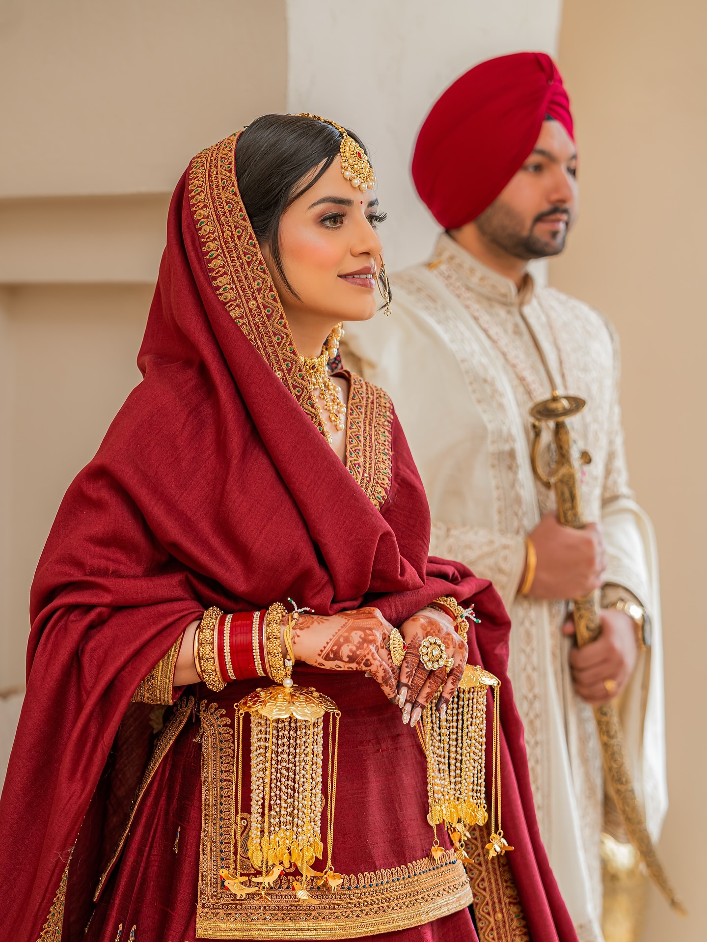 Ethnic red raw silk lehenga choli for Punjabi traditional weddings