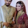 Kshkin golden walima lehenga in rich zamavar fabric with intricate traditional zardosi handwork