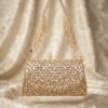 Hand-embroidered golden Zardosi wedding clutch by Kshkin