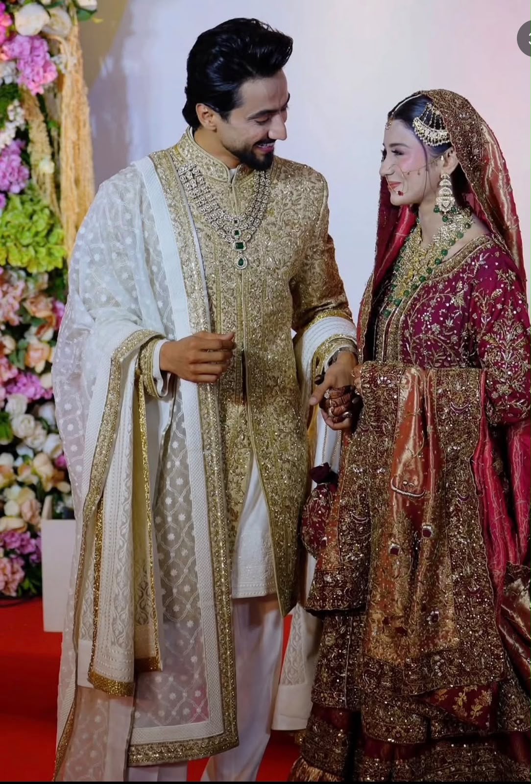 Regal golden net and zamavar bridal gown featuring heavy ethnic zardosi hand embroidery